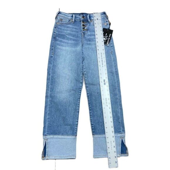 True Religion Starr Jeans Mid Rise Cropped Straight Button Fly‎ Light wash - Picture 3 of 12